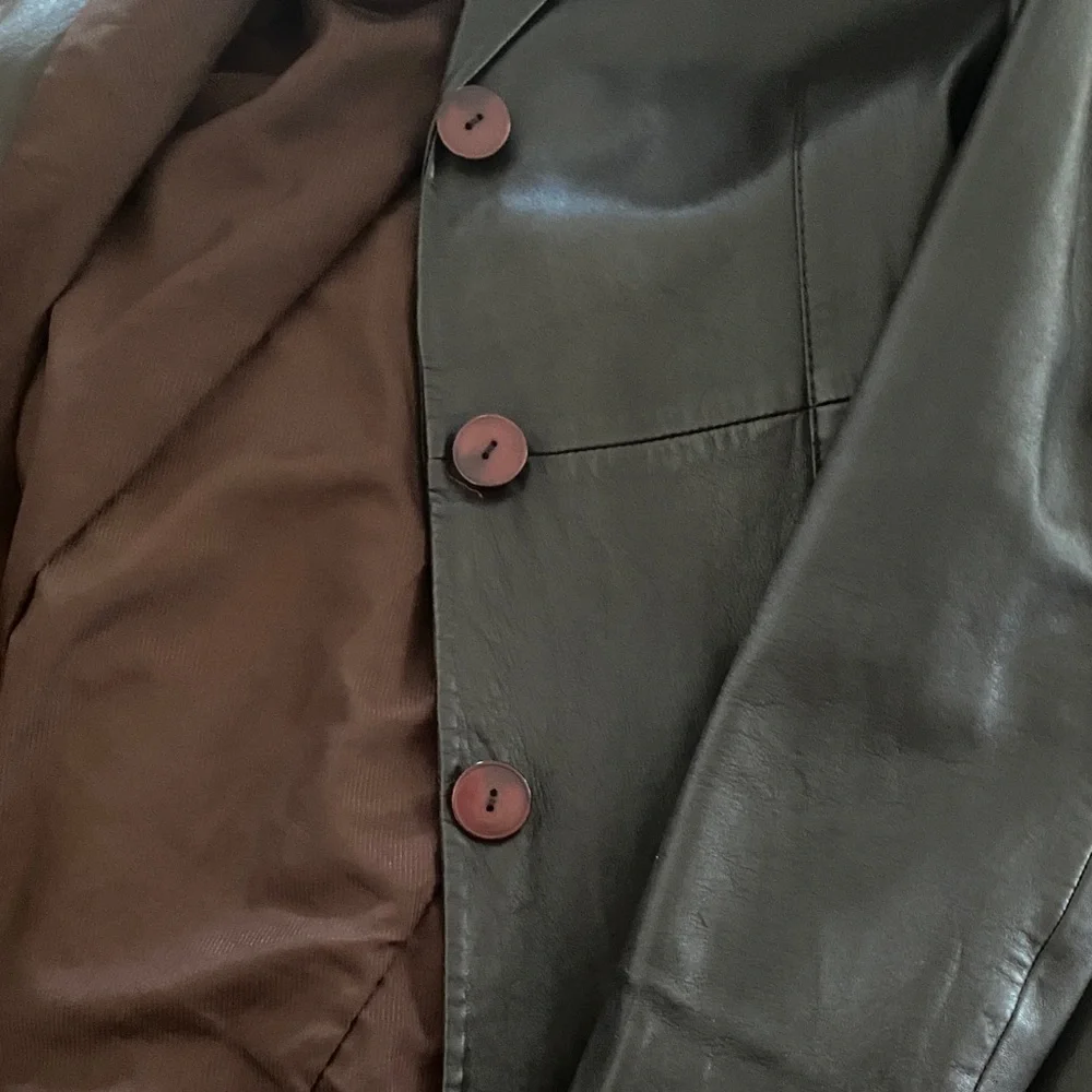 Zara Sleek Black Genuine Real Leather Jacket: Black and Brown - Picture 11 of 16
